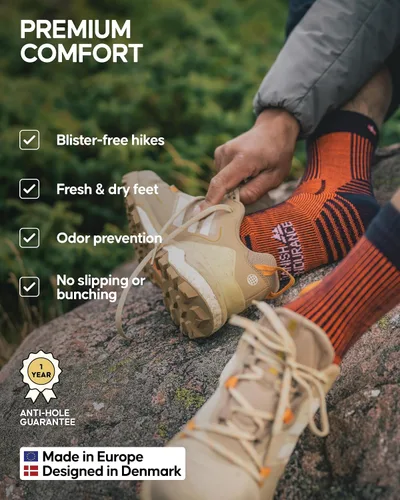 Miniatura 3 de DANISH ENDURANCE Calcetines de senderismo ligeros de lana merina, acolchados y absorben la humedad, para hombres, mujeres y niños, paquete de 3 o 5