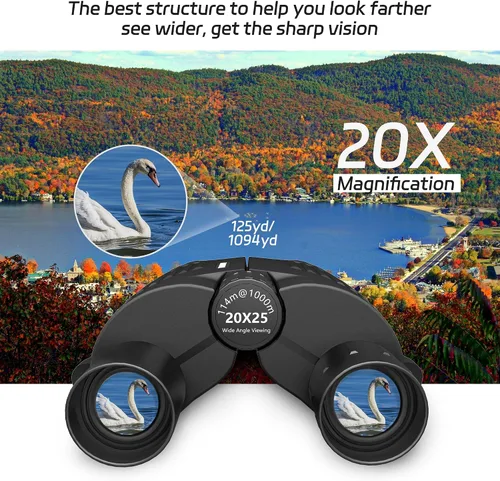 Miniatura 5 de Binoculares pequeños 20X25 para adultos y niños, binoculares de ocular grande para observación de aves con enfoque fácil, anteojos de ópera