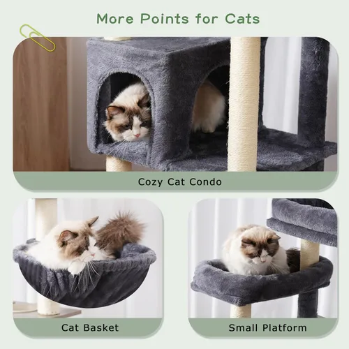 Miniatura 7 de Gitelsnour Árbol para gatos con túnel, torre para gatos de interior, torre alta para gatos con condominio para gatos, estación de alimentos