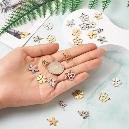 Miniatura 6 de Craftdady Colgantes de eslabones de conector de acero inoxidable, colgantes de mariposa con marco de metal, adornos colgantes para hacer joyas