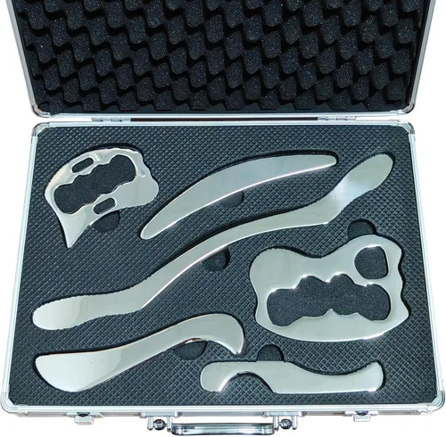Miniatura 15 de Juego de herramientas de masaje de raspado Gua Sha de acero inoxidable, juego de herramientas IASTM, gran herramienta de movilización de tejidos