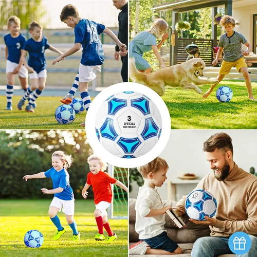 Miniatura 2 de STEEFAN Balón de Fútbol Tamaño 3/4/5 para Niños Juego al Aire Libre, Balón de Fútbol que Cambia de Color con Red de Transporte, Balón