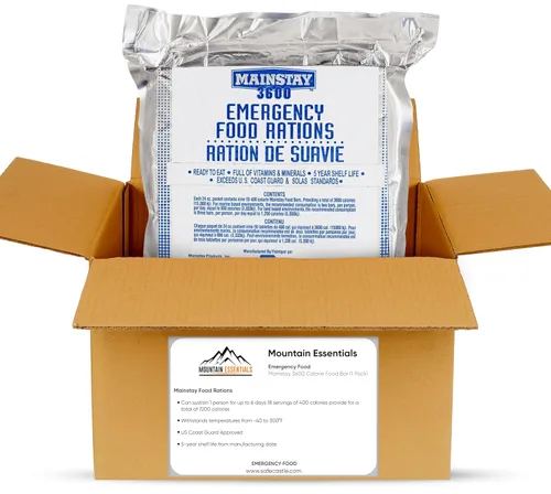 Miniatura 8 de MOUNTAIN ESSENTIALS Paquete de 6 barras de alimentos de emergencia de 2400 calorías y agua de emergencia S.O.S. 4.22 onzas, paquete de 24 con 5 años