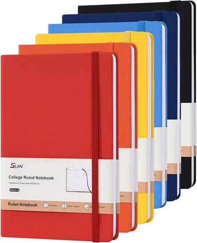 Miniatura 15 de SUIN Cuadernos de diario de tapa dura, cuadernos de diario rayados A5 para escribir de 200 páginas, 8.2 x 5.5 pulgadas, cuadernos clásicos rayados