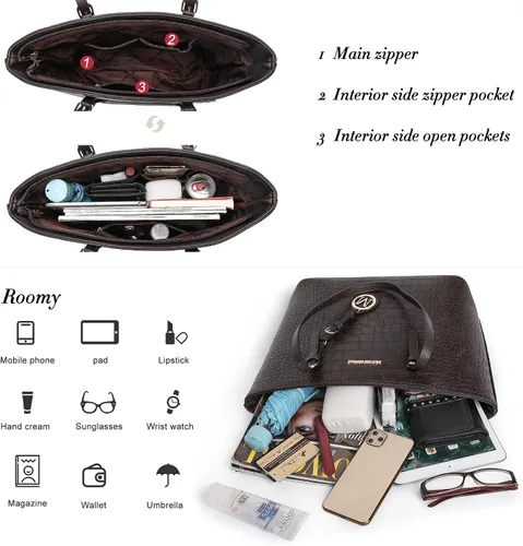 Miniatura 3 de Juego de bolsos para mujer, bolso de mano para mujer, bolso de hombro grande y mediano, bolso de hombro, bolso de 2 piezas