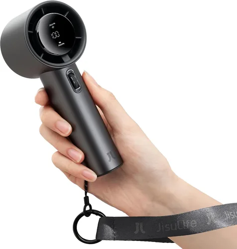 Miniatura 10 de JISULIFE Ventilador de mano portátil, velocidad (1-100) Turbo Mini ajustable y batería de 3600 mAh, ventilador personal recargable, pantalla Azul