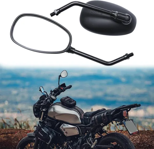 Miniatura 5 de Espejos retrovisores negros de 10 mm para manillar de motocicleta, compatibles con Honda, Kawasaki, Suzuki, scooter de crucero (negro)