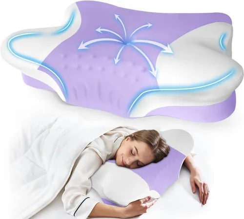 Miniatura 9 de Almohada cervical para el cuello para dormir de lado, almohadas de espuma viscoelástica, soporte ergonómico para el cuello para aliviar el dolor