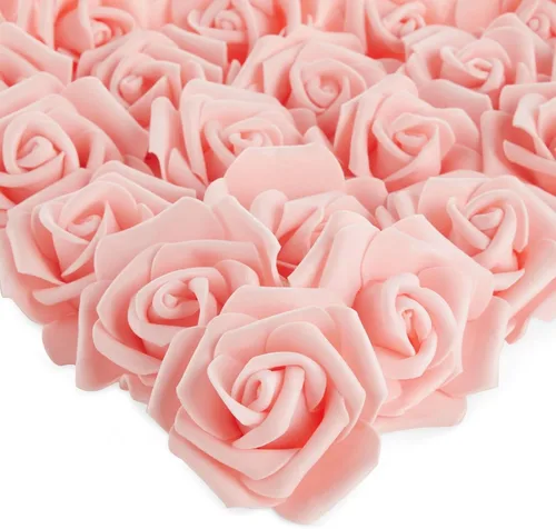 Miniatura 14 de Juvale – 100 unidades de rosas artificiales para decoración de bodas, baby showers, manualidades, 3 pulgadas Azul