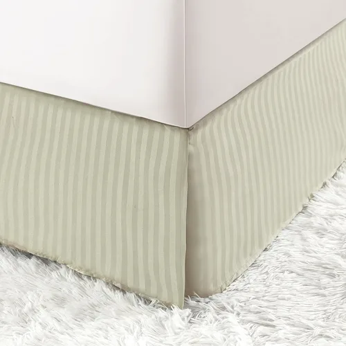 Miniatura 9 de HENGWEITEXT Falda de cama tamaño Queen con esquinas divididas, falda de cama plisada con esquinas divididas, faldas de cama con volantes