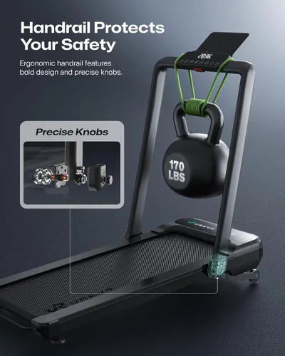 Miniatura 5 de UREVO Smart Treadmill with 9% Incline, 3-in-1 Foldable Treadmill with Handle for Home/Office Fitness, Runner-Focused Design, 6 HIIT Programs & Auto
