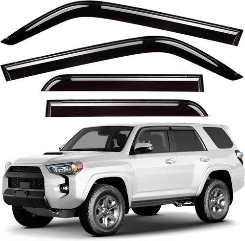 Miniatura 33 de Deflectores de ventana con cinta adhesiva teñida de humo para ventana lateral, deflectores de lluvia compatibles con brújula 2017-2026 - 4 piezas.