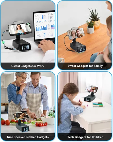 Miniatura 5 de Regalos del día del padre para papá, regalos de cumpleaños para hombres, soporte de teléfono 7 en 1, altavoz Bluetooth con reloj despertador
