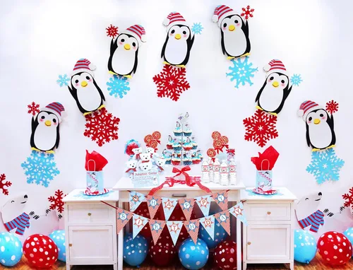 Miniatura 7 de Invitaciones grandes para fiesta de pingüinos - 10 invitaciones 10 sobres - Rosa