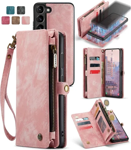 Miniatura 13 de Funda tipo cartera desmontable 2 en 1 para Samsung Galaxy S23 con tarjetero y funda de piel retro de alta calidad con tapa magnética, bolsillo