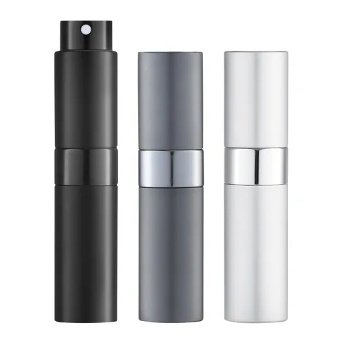 LISAPACK Botella de espray de perfume con atomizador de 8 ml para viajes (3 piezas) dispensador de colonia vacío, vaporizador portátil (negro, 3