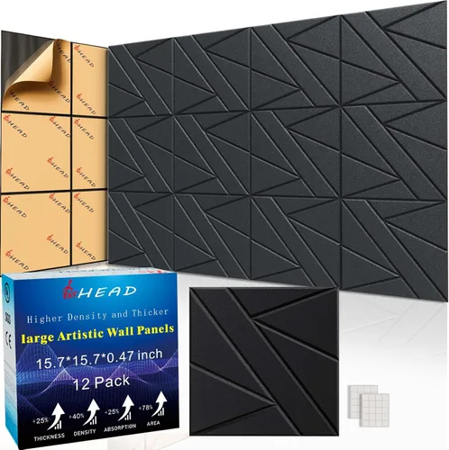 Miniatura 29 de BSHEAD 10 piezas de paneles acústicos de microfibra de 165dtex, paneles de pared insonorizantes autoadhesivos, paneles de espuma de 12 x 12 x 0.4