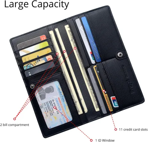 Miniatura 3 de Bveyzi Billeteras de cuero ultrafino con bloqueo RFID para tarjetas de crédito, billetera plegable para mujer