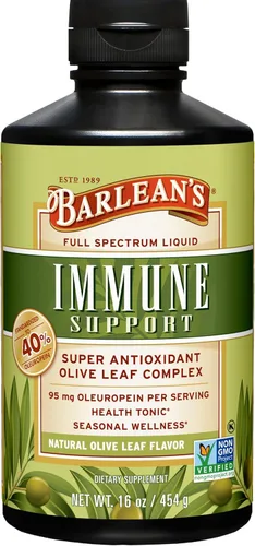 Miniatura 8 de Barlean's Suplemento líquido de apoyo inmunológico con complejo de hoja de olivo de menta, 95 mg de antioxidantes de oleuropeína, 8 onzas