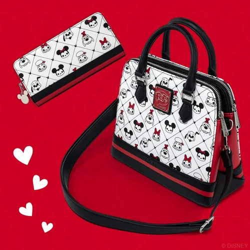 Miniatura 5 de Loungefly Disney Sensational 6 AOP Cartera de piel vegana con cremallera color blanco mediano