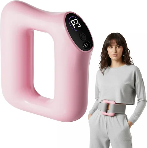 Masajeador de anillo de fascia para grasa del vientre, masajeador ergonómico con cinturón, masajeador muscular de tejido profundo, 3 modos y 5 Rosa