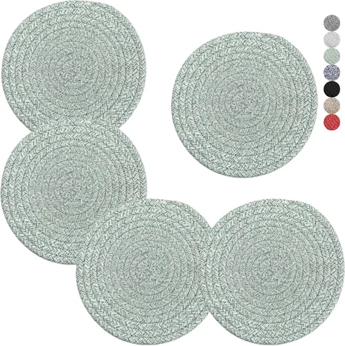 Salvamanteles para platos calientes, ollas y sartenes, almohadillas calientes de 8 pulgadas, 5 piezas, soportes para ollas para cocina, tapete Verde