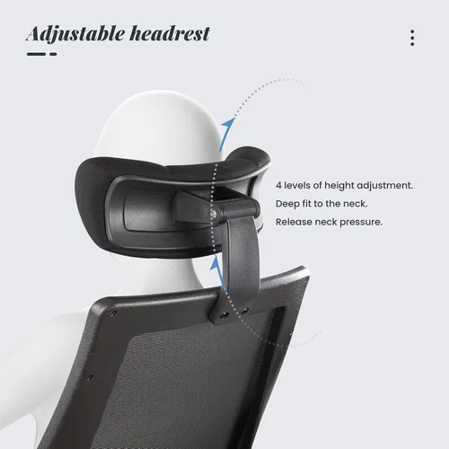 Miniatura 4 de Silla de oficina alta ergonómica de 400 libras para escritorio de pie ajustable con brazos abatibles, reposacabezas (con reposapiés, negro)