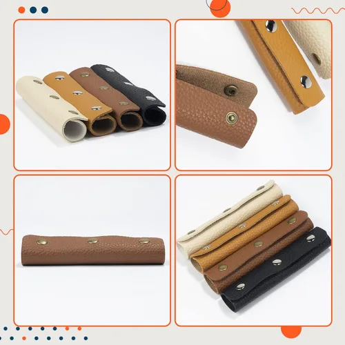 Miniatura 6 de IUAQDP 2 piezas de funda de cuero para asa de bolso, bolsa de equipaje, protector de agarre con cierre de latón, correa de bolso suave