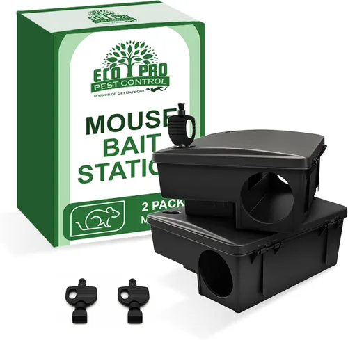 Miniatura 11 de Estación de cebo para ratones, paquete de 2 cajas de cebo con cerradura resistentes a manipulaciones para interiores y exteriores, caja grande