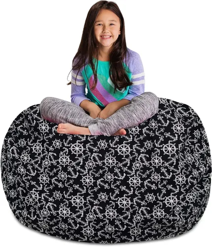 Miniatura 51 de Posh Stuffable - Sillón puff con almacenamiento para niños, contenedor de animales de peluche, organizador de juguetes de niños Lona rayas verde