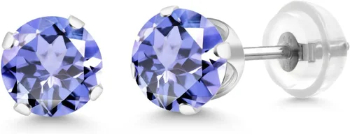 Miniatura 133 de Gem Stone King Aretes solitarios con piedra natal de oro de 14 quilates Redondos de 0.236 in Aretes de oro para mujeres y hombres