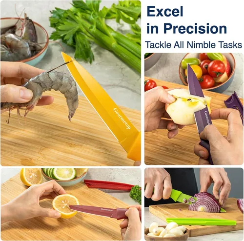 Miniatura 5 de Gourmetop Cuchillo de pelar con funda, juego de cuchillos de pelar de 4, juego de cuchillos de pelar de 4.5 pulgadas de acero inoxidable premium