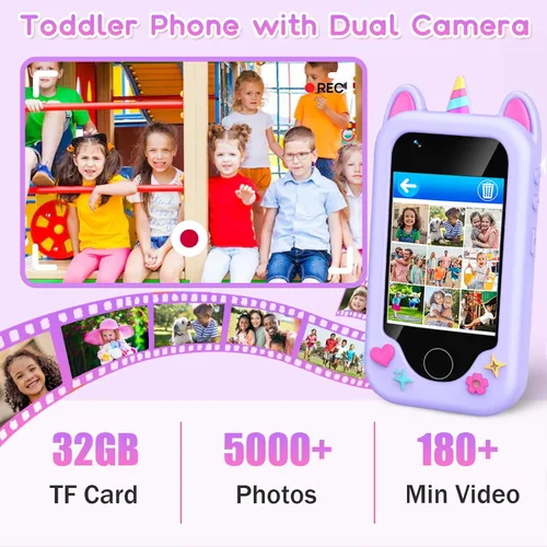 Miniatura 3 de Teléfono inteligente para niños, teléfono para niños pequeños con cámara, música, juegos y tarjeta de 32 GB, regalo de cumpleaños de Navidad