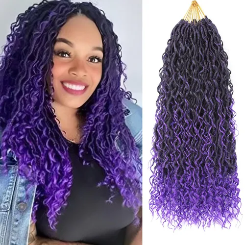 Miniatura 43 de Copper Goddess Faux Locs Cabello de Ganchillo con Puntas Rizadas, 7 Paquetes de 14 Pulgadas Boho Goddess Locs Cabello de Ganchillo, Cabello