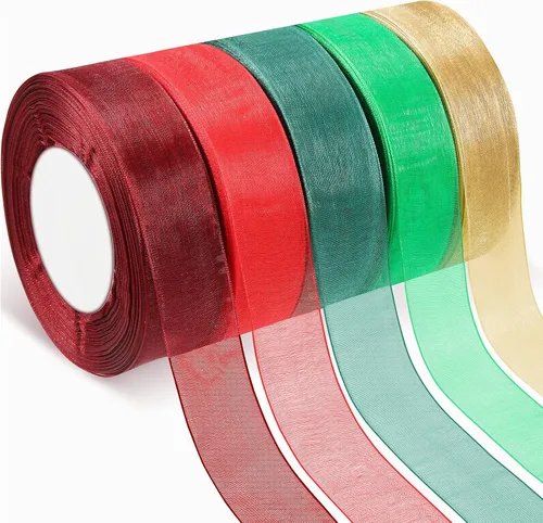 Cinta de organza de 50 yardas, cinta de gasa transparente, para manchas de color rosa polvorienta, para San Valentín, Navidad, boda, regalo, ramos,
