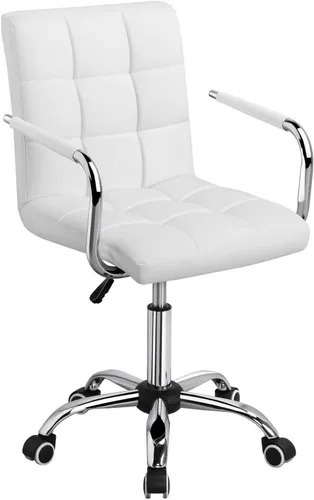 Miniatura 12 de Yaheetech Silla de Escritorio de Tareas de Cuero PU con Respaldo Medio, Silla Giratoria Moderna y Ajustable para Oficina en Casa con Ruedas Suaves