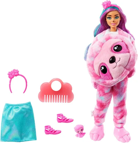 Miniatura 8 de Barbie Muñeco Cutie Reveal, disfraz de felpa de llama de la serie de fantasía, 10 sorpresas, incluyendo mini mascota y cambio