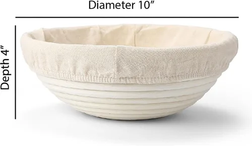 Miniatura 3 de Saint Germain Bakery Cesta Banneton Redonda Premium para Pan con Forro - Cesta de Fermentación Brotform Perfecta para Hacer Pan Hermoso (10 pulgadas)