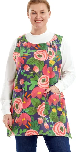 Miniatura 5 de Delantales de talla grande para mujer con bolsillos, delantales de algodón y lino, delantales para hornear, cocina, cocina
