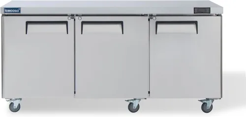 Miniatura 11 de ICECASA Refrigerador Comercial de Mostrador Bajo Encimera de 48" de Ancho, 2 Puertas de Acero Inoxidable con Enfriamiento por Ventilador, 13 Pies