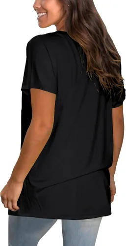Miniatura 4 de Sipaya - Camiseta de mujer con cuello en V, básica, de ajuste suelto, manga corta, estilo casual