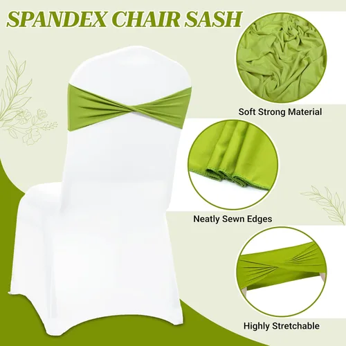 Miniatura 3 de MDS® Paquete de 10 bandas elásticas de elastano para silla sin hebilla deslizante, lazo elástico reutilizable para silla para boda, recepción