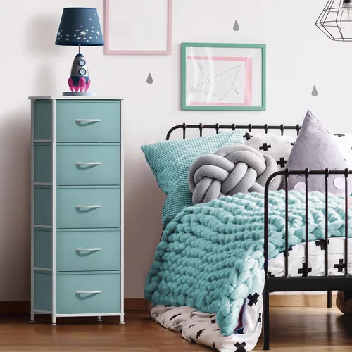 Miniatura 2 de Sorbus Cómoda de tela para dormitorio de niños, cómoda de 5 cajones, torre de almacenamiento alta, organizador de ropa, para armario, sala