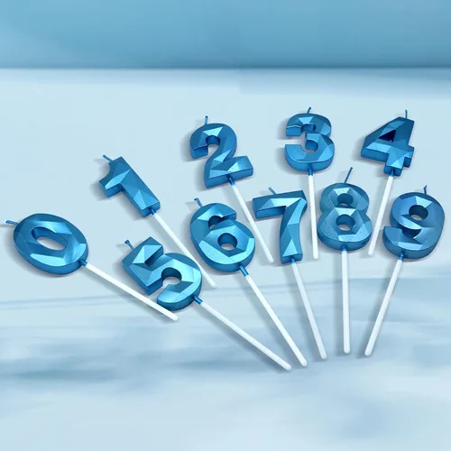 Miniatura 7 de Velas de 40 cumpleaños para pastel, vela azul número 40 en forma de diamante 3D, decoración de cumpleaños, suministros de fiesta para mujeres u