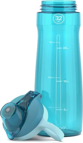 Miniatura 6 de Pogo Botella de agua de plástico sin bisfenol A con tapa con pico de 32 onzas, color azul atolón Azul (Blue Atoll)
