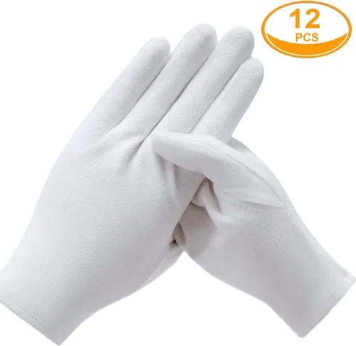 Miniatura 6 de 6 pares de guantes de algodón blancos para manos secas con eccema, guantes de spa hidratantes - Guantes de trabajo con forro para servir, disfraz e
