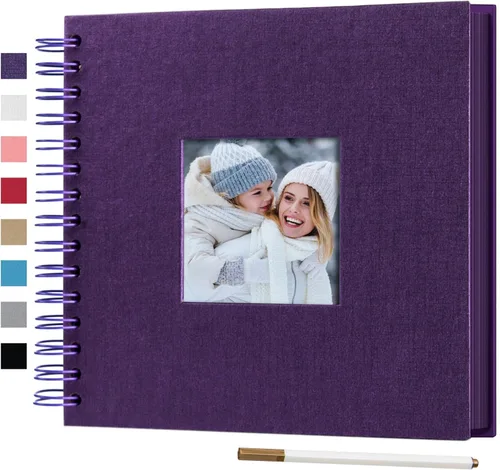Miniatura 14 de Álbum de fotos para scrapbook DIY de 10 x 10 pulgadas con cubierta de diseño de ventana, 80 páginas, libro de recuerdos de papel para manualidades