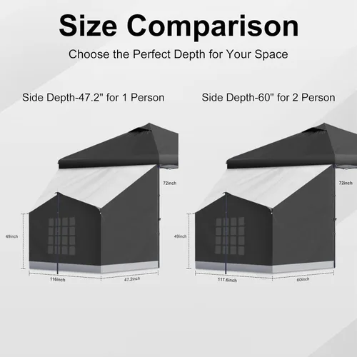 Miniatura 5 de KAMPKEEPER Side Tent,1/2 Person Camping Tents for 10' x 10' Pop Up Canopy, Easy Set Up Gazebo,Compatible with 10' Wide Canopies for Camping & Storage