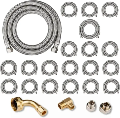 Miniatura 9 de Paquete de 1 manguera Niikappu de acero inoxidable para lavavajillas de 6 pies con conexión de compresión, kit de instalación para lavavajillas