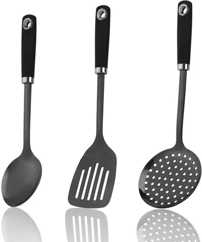Miniatura 18 de Espátula ranurada de acero inoxidable, espátula de metal para sartenes de hierro fundido y acero inoxidable, espátula de cocina de borde fino